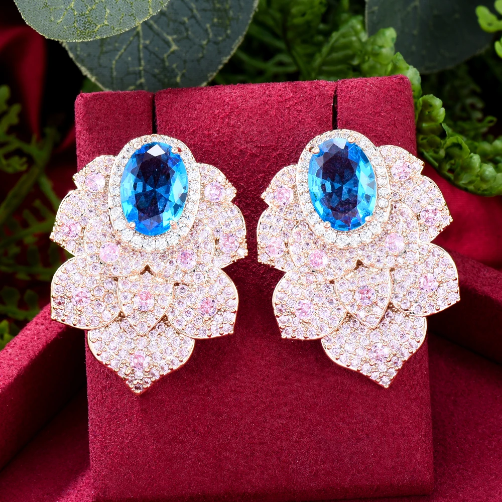 

Siscathy Korean Fashion Full Micro Cubic Zircon Flower Drop Earrings For Women Elegant Sweet Stud Earring Jewelry Accessories