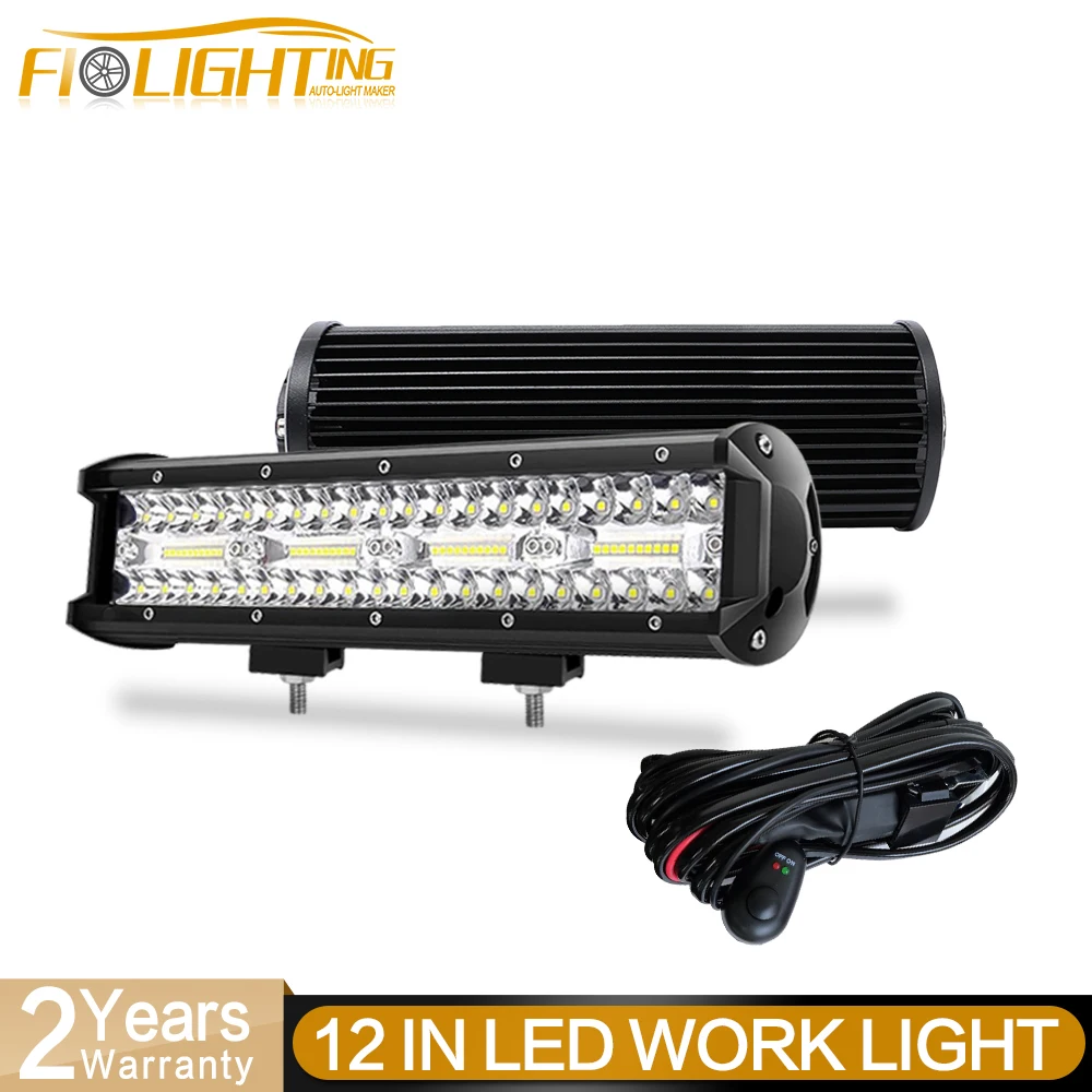 

FI-Lighting 3Rows Quad Led Bar 12INCH Spot Flood LED Light Bar/work Light 240W For Tractor 4X4 UAZ Offroad 4WD ATV Truck 12V