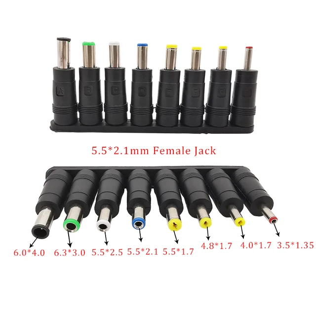 8 sztuk/zestaw zasilacz DC uniwersalna ładowarka mobilna do laptopa głowica konwersji 5,5 x 2,1 mm 8 w 1 wtyczka zasilania DC zestaw końcówek złącza