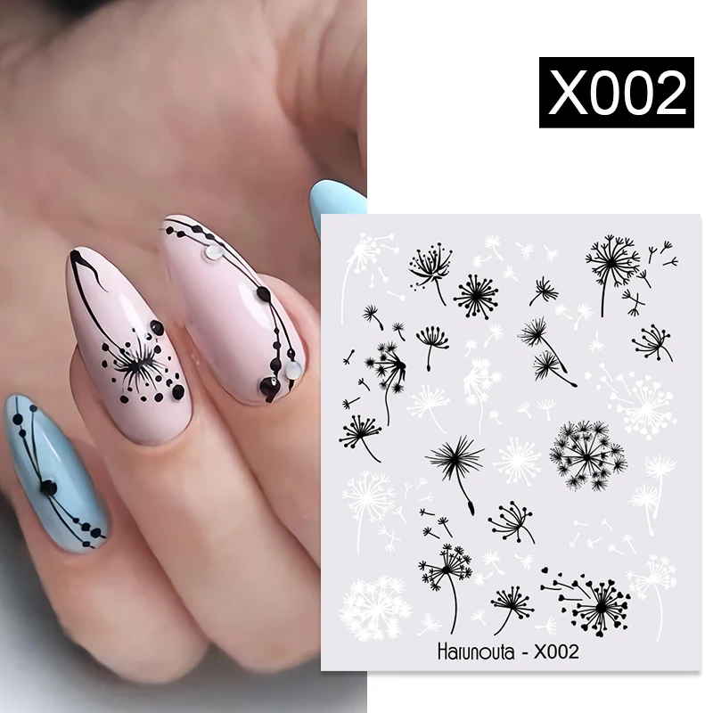 Harunouta  1Pc Spring Water Nail Decal And Sticker Flower Leaf Tree Green Simple Summer Slider For Manicuring Nail Art Watermark