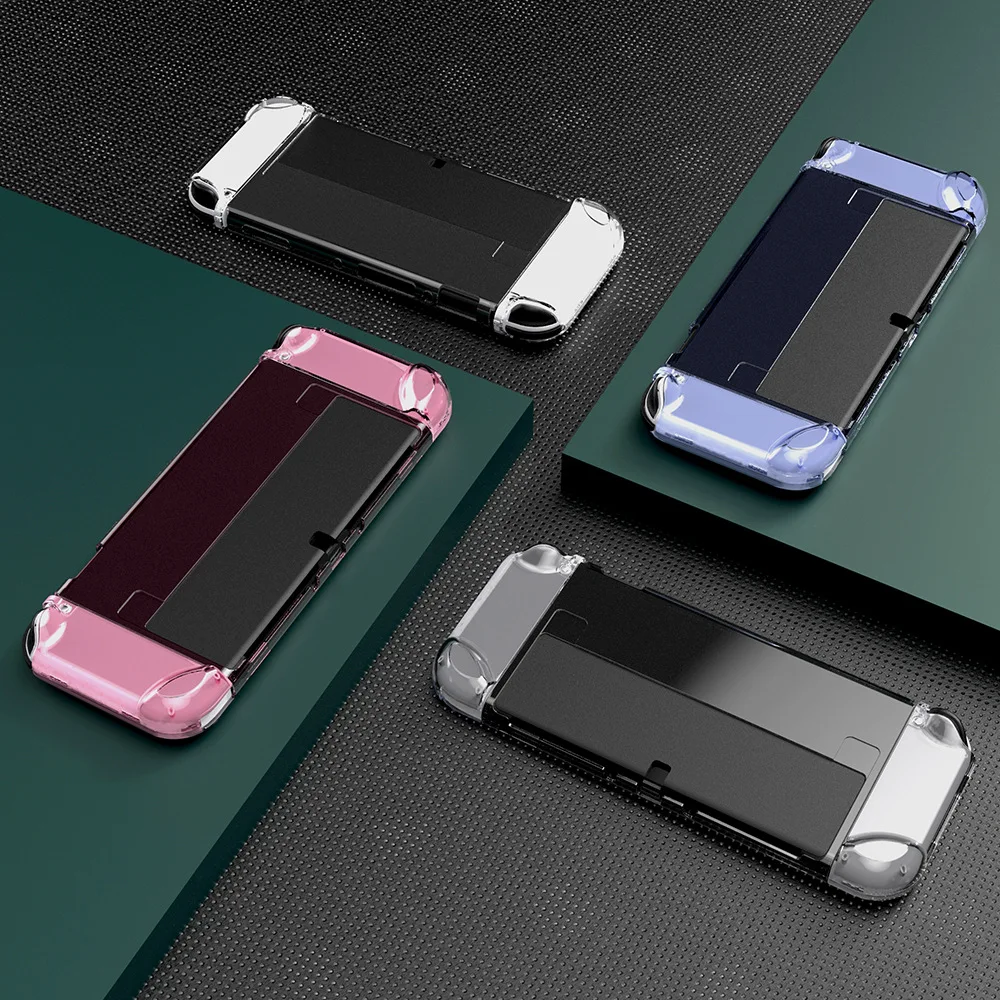 Capa protetora transparente para nintendo switch, controlador oled, acessórios de jogos, capa de proteção dura para console switch oled