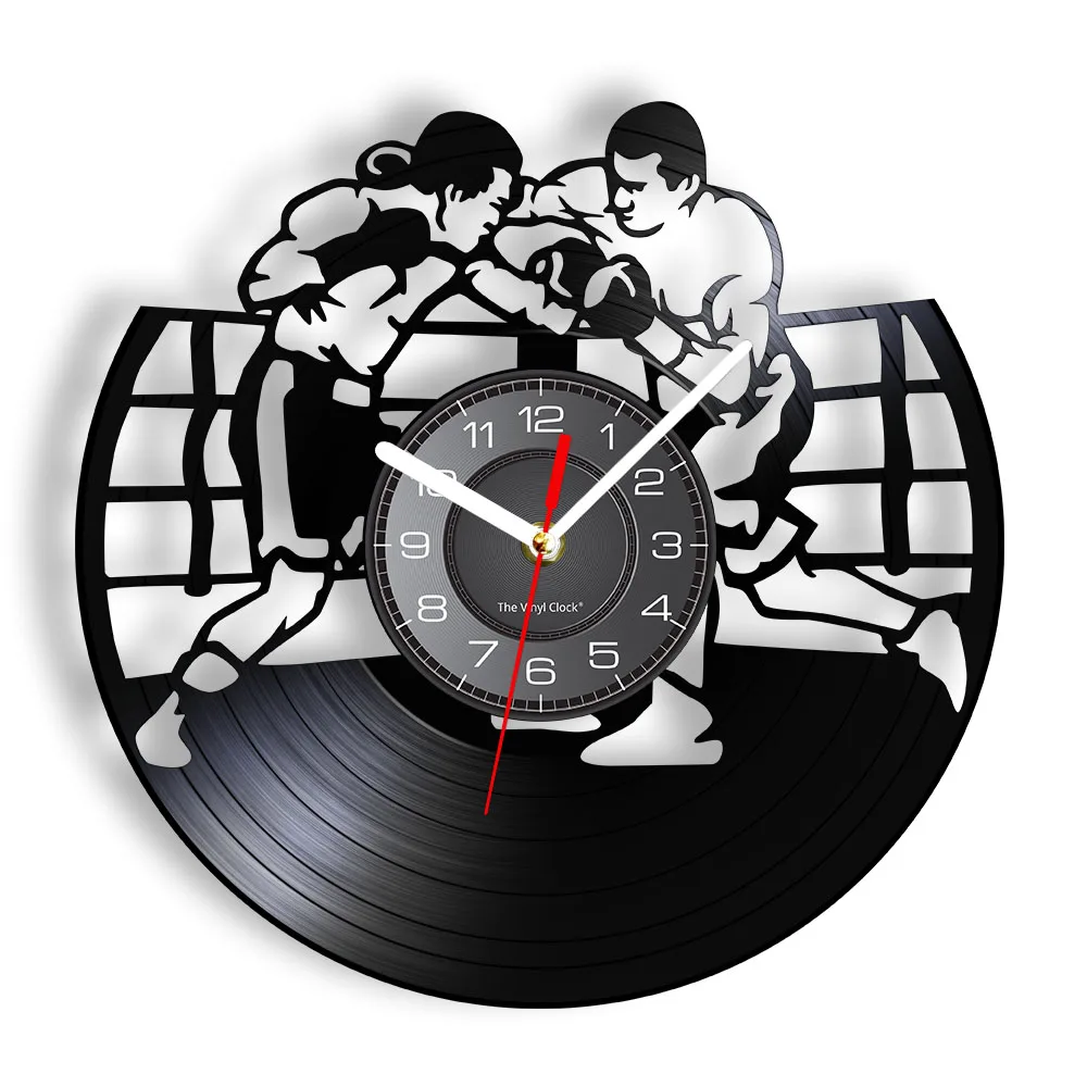 Boxing Punch Infighter Vinyl Record Wall Art Silent Clock For Gym Combat Boxer Home Decor Wall Clock Strike Team Player Gift