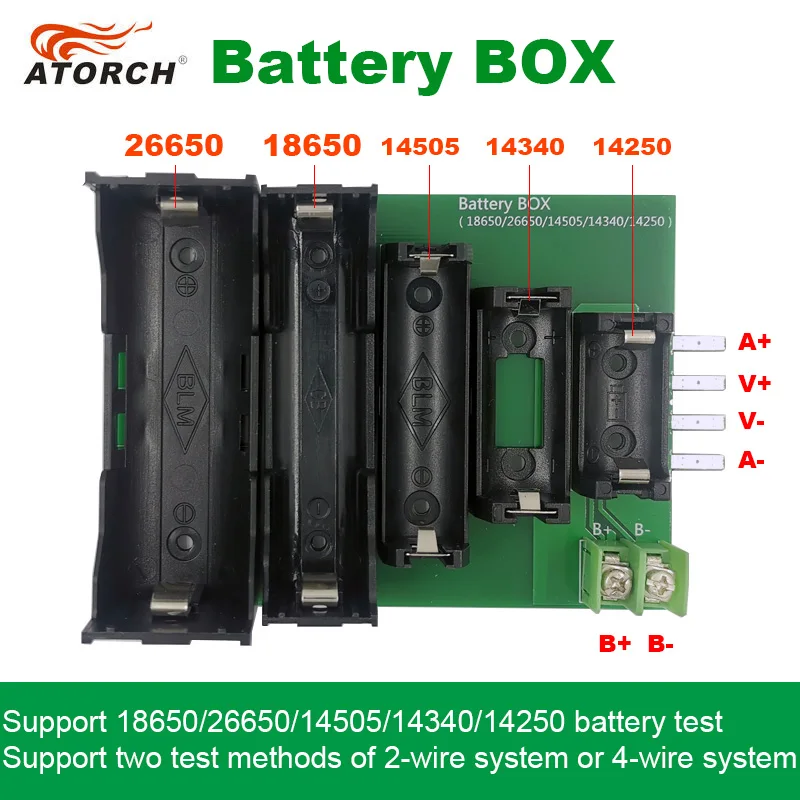 Caixa de Armazenamento do Teste do Suporte da Caixa da Bateria Terminal 4-wire 18650 26650 14505 14340 1425 para Dl24p Abs