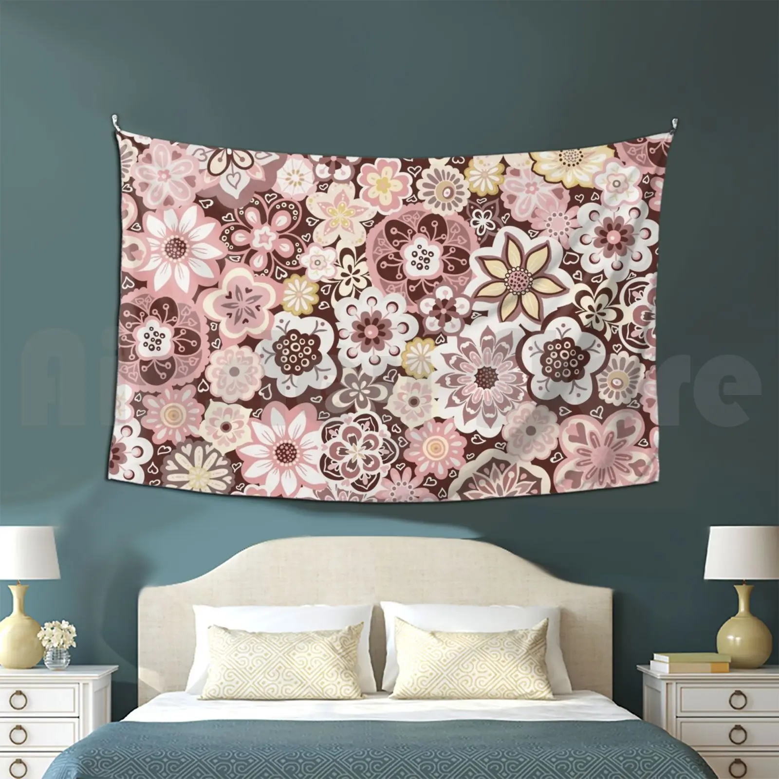 Beautiful Bouquet Of Midsummer Blooms In Pink , Yellow And Brown Customized Tapestry Beautiful Beauty