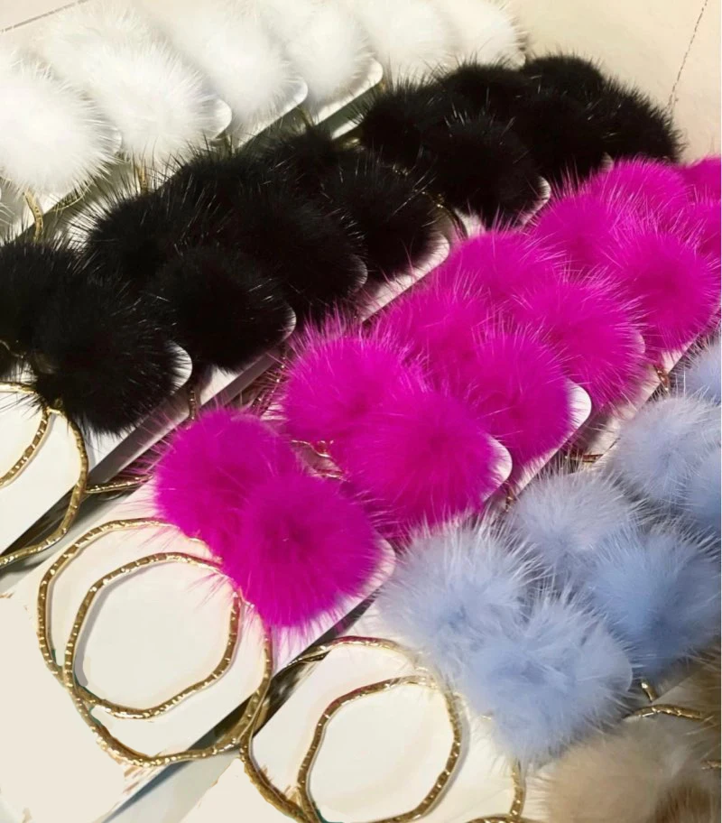 High Quality Mink Fur Ball Drop Earrings For Women Mink Hair Plush Balls  Earrings Pendant Embellishments Accessories Wholesale