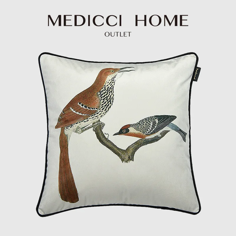 Medicci Home autentyczne amerykańskie obicia na poduszki sroki i oddział zagęszczony aksamitny nadruk wiejski dekoracyjna poszewka na poduszkę 50X50cm