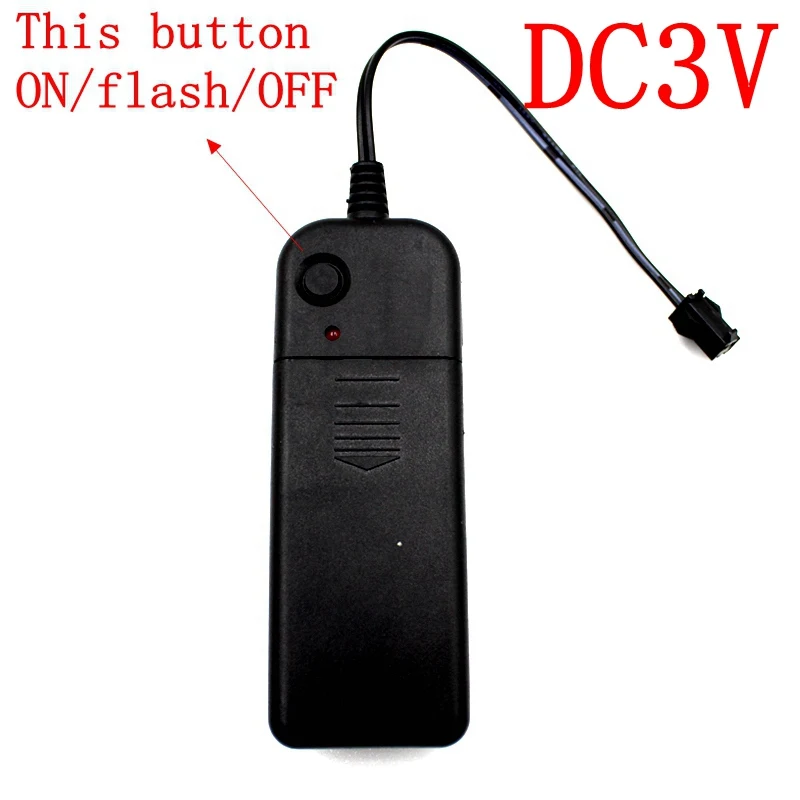 ✅DC3V 2 * AA Baterai Power Supply Adaptor Driver Controller Inverter untuk 1-5M Kabel El Cahaya Electroluminescent, DC Ke AC