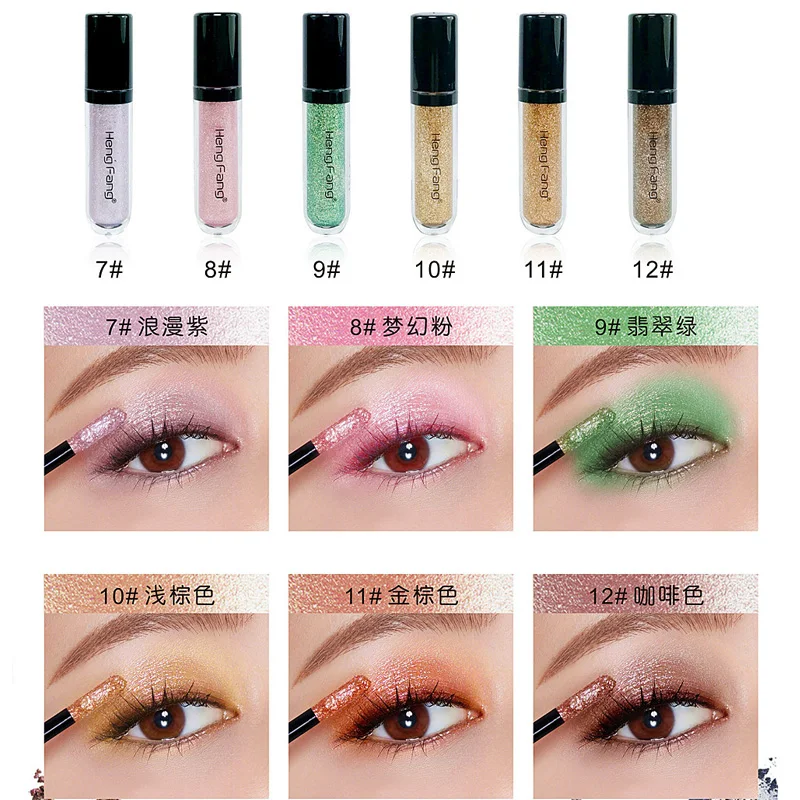 6pcs/lot Liquid Eyeshadow Diamond Shimmer Matte Earth Waterproof Long Lasting Pearl Eye Shadow Palette Eye MakeuCosmetic