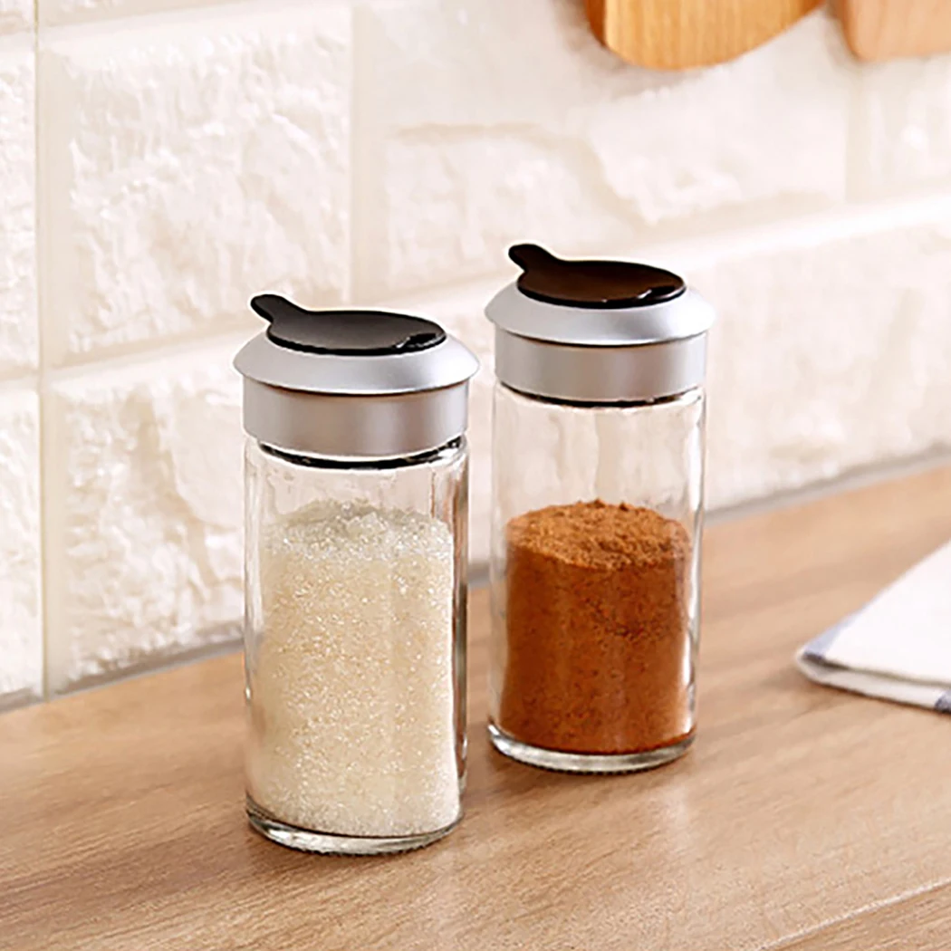 

Spice Jars Clear Glass Containers Spice Bottle Kitchen and Outdoor Camping Condiment Containers with Cover Lids