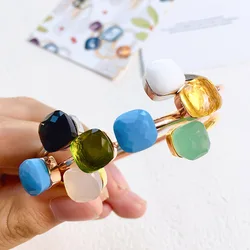 Trendy 22 Kinds of Crystal Candy Cuff Bangle 3 Gold Color Adjustable Free Bracelets For Women Gift Fashion Jewelry