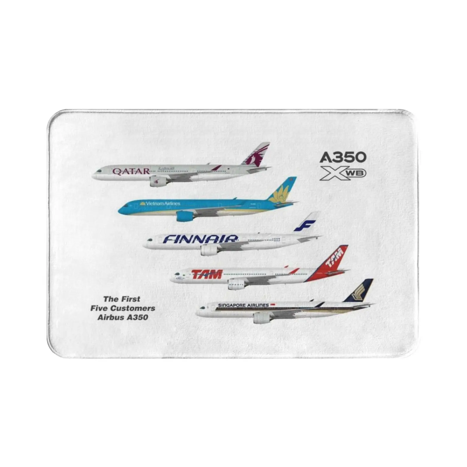 Airbus A350 First Five Customers Illustration Carpet Mat Rug Cushion Soft Airbus A350 A350 Airbus A350 Airbus A350 900