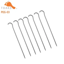 TOAKS 6Pc Titanium Tent Pegs Outdoor Camping Tent Stakes Canopy Nail Ground Pin Tent Accessories