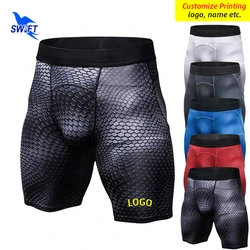 Quick Dry Compression Running Shorts Men 3D Print Bodybuilding Sport Tights Gym Fitness Elastic Workout Short Pants Customize