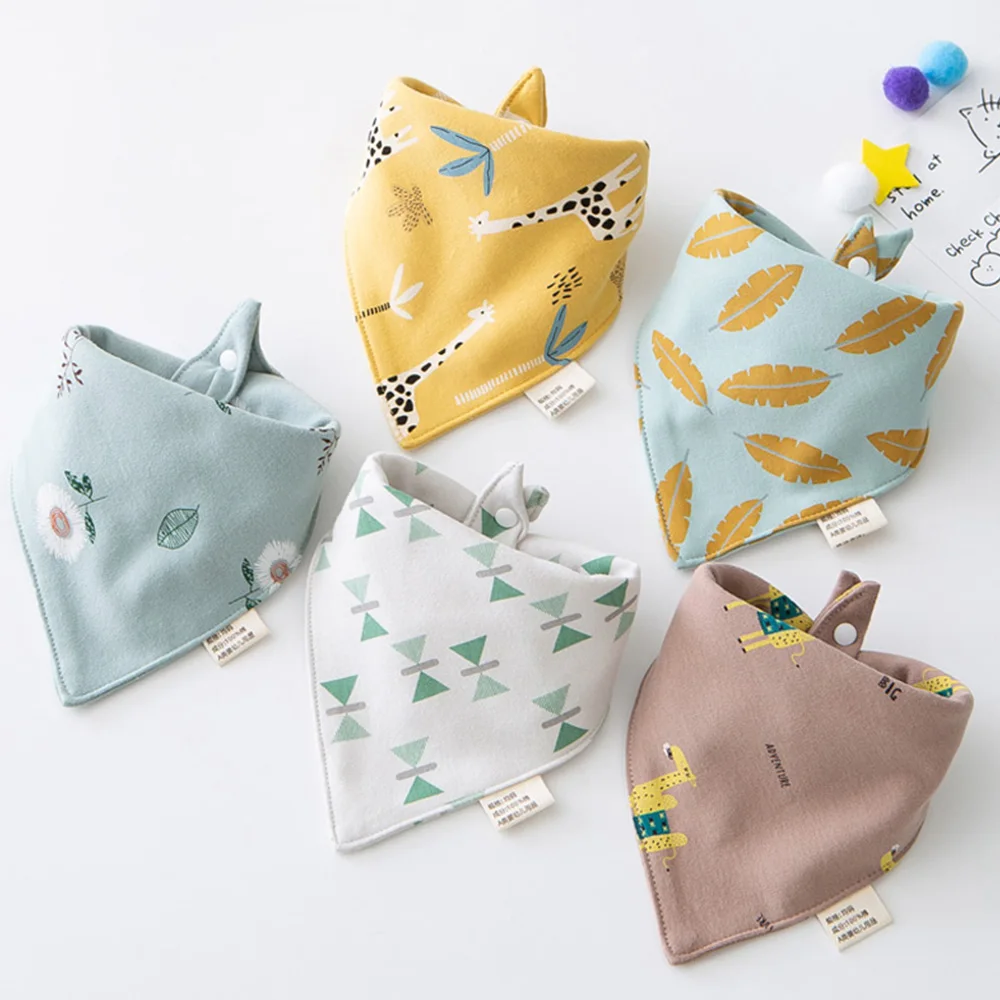 5 Pieces Baby Bibs Cotton Triange Scarf Infant Eating Food Burp Cloth Saliva Towel Bandana Bibs Newborn Stuff For Boy Girl