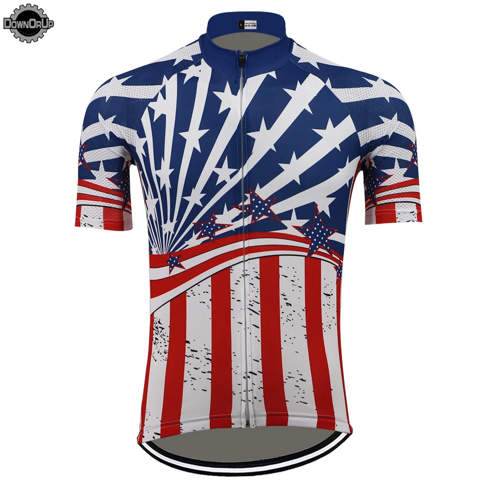 

США велосипедный трикотаж мужской с коротким рукавом велосипедный трикотаж летняя командная одежда для велоспорта велосипедная одежда Maillot Ciclismo MTB