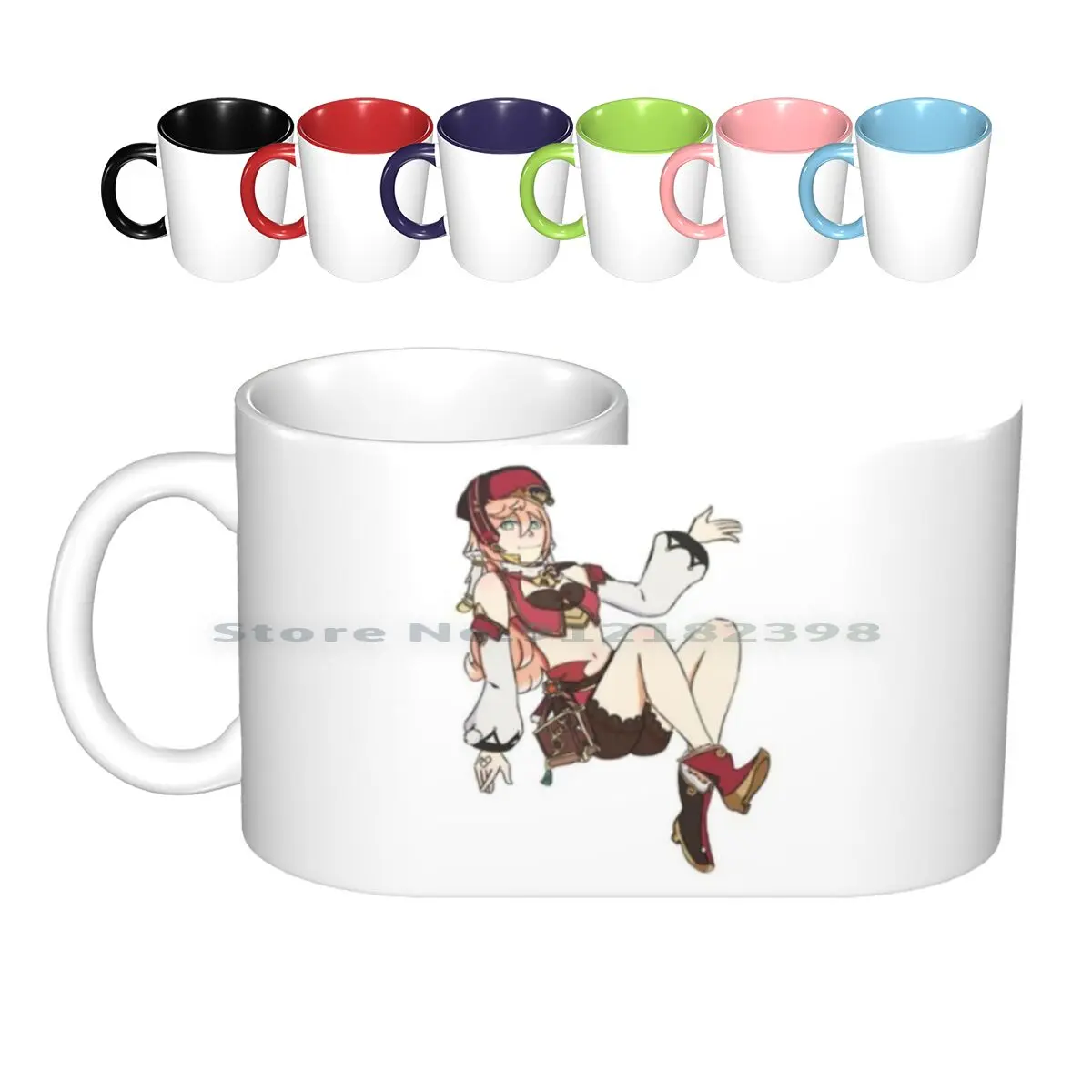 Genshin Impact Yanfei Posing Ceramic Mugs Coffee Cups Milk Tea Mug Genshin Impact Genshin Red Vision Pyro Gacha Mihoyo Yanfei