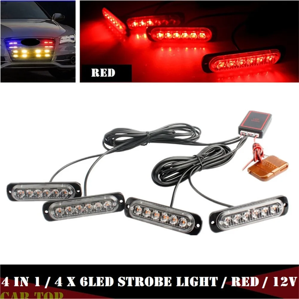 4 in 1 Flasher Noodbaken Amber Waarschuwingslampje Afstandsbediening Stroboscopen LED Knippert Stroboscooplichten Voor Auto's 12 v