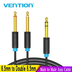 Vention 6.5mm do podwójnego kabla Audio 6.5mm z męskiego na męskie przewód Aux do wzmacniacza głośnikowego miksera 6.5 do 6.5 kabel TRS Audio 1M 2m 5m