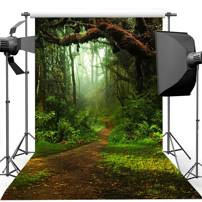 

Fairy Forest Photography Background Jungle Green Grass Old Tree Photography Backdrops For Photo Studio