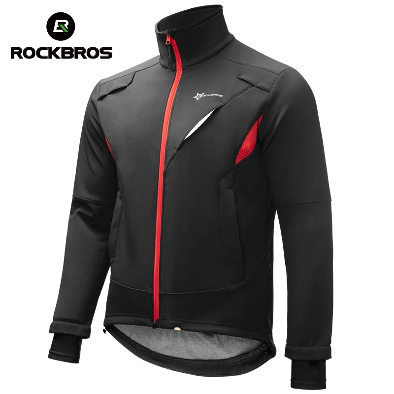 

ROCKBROS Winter Cycling Jackets Fleece Thermal Warm Bike Jacket Windproof Waterproof Tops Coat Reflective MTB Bicycle Jerseys