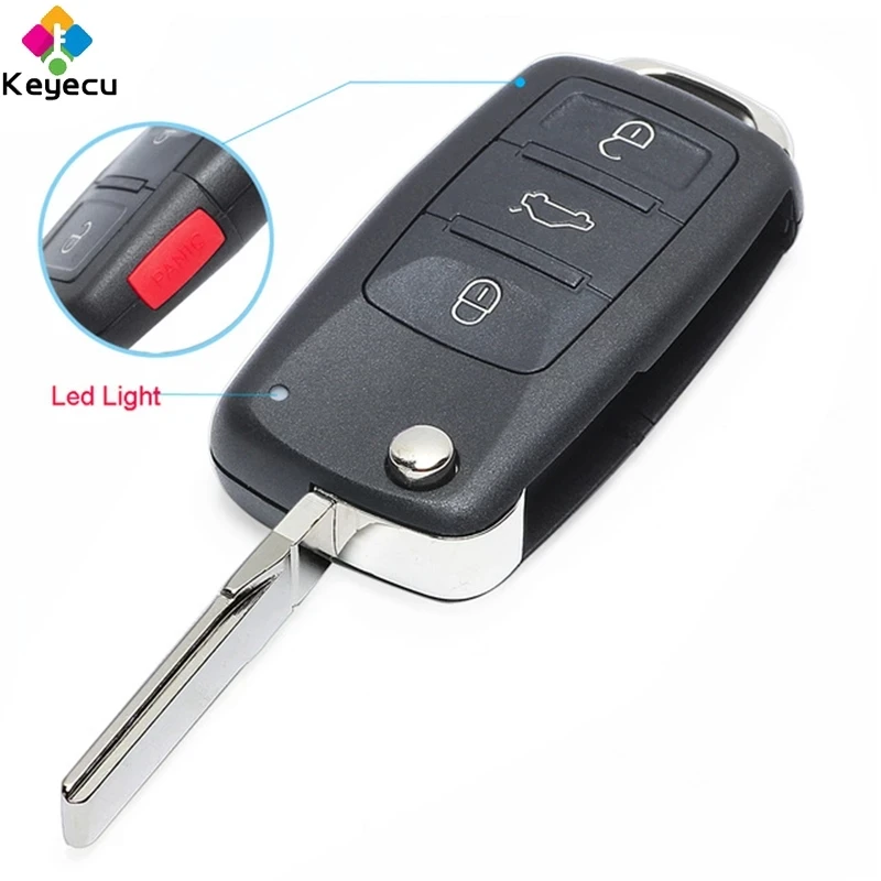 KEYECU Keyless Flip zdalny kluczyk z 3 + 1 4 przyciskami 315MHz 433MHz układ ID46 dla Audi A8 S8 2003-2009 Fob 4E0837220 N P Q M D