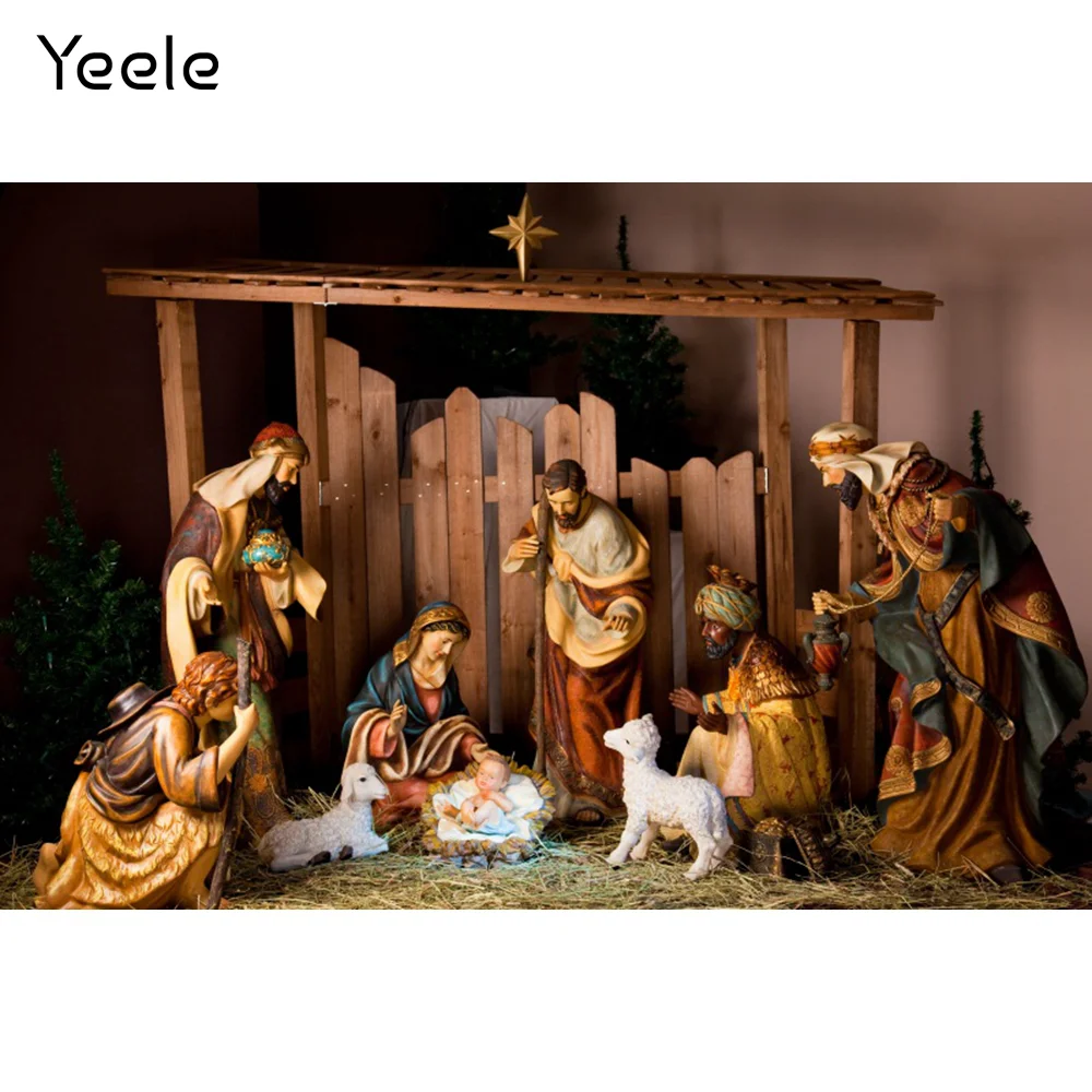 Yeele Jesus Birth Nativity Scene Photocall Old Wood Shepherd Merry Christmas Party Photo Background Photographic Backdrop