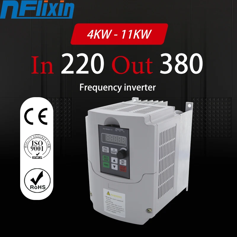 Converter 220v eenfasige ingang naar 380v driefasige uitgang 11kw 15HP VFD Frequentieregelaar Omvormer