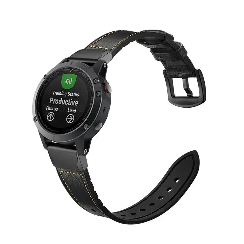 Fenix 6 pulseira de couro de luxo, pulseira de relógio de 22mm para encaixe rápido, para garmin fenix 5/5 plus/forerunner 935/approach s60/quatix 5