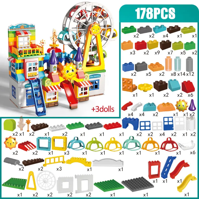 171-269Pcs Marmeren Ras Run Big Size Blok Bouwstenen Trechter Dia Blokken Diy Educatief Baksteen Speelgoed voor Kinderen Gift