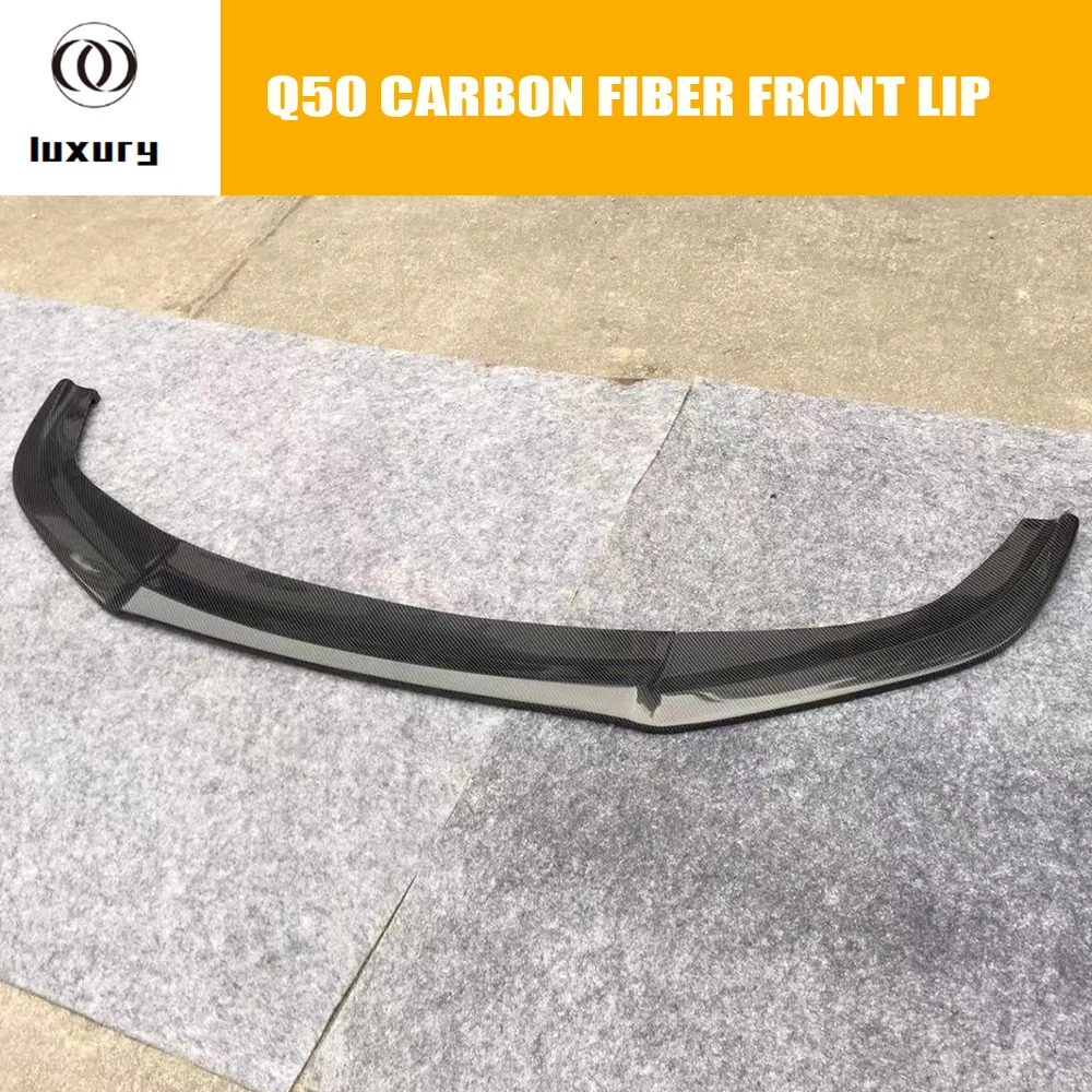 Carbon Fiber Front Bumper Chin Lip  for Infiniti Q50 Q50s With Sport Bumper 14 - 17