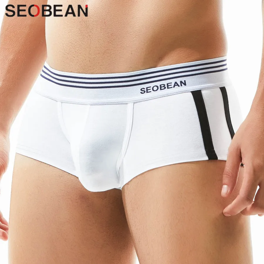 SEOBEAN Mens Boxers Briefs Cotton Underwear Boxer Shorts U Convex Pouch Sexy Underpants Low waist Panties for Man Boxers