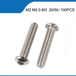 20/50/100Pcs M2 M2.5 M3 ISO7380 In Acciaio Inox 304 A2 Viti a Testa Tonda Fungo Esagonale hex pulsante Socket Vite A Testa