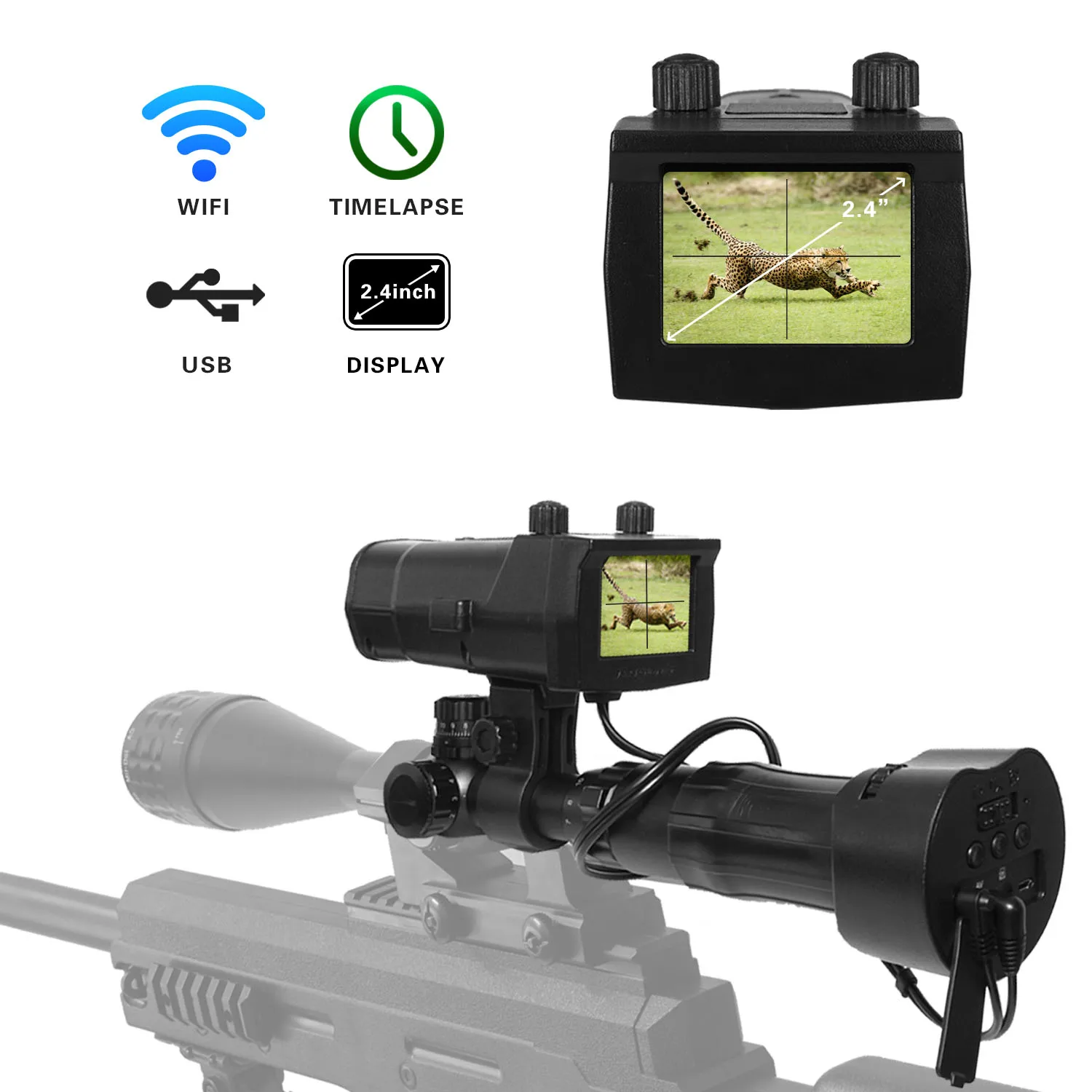 Bestguarder Wifi Scope monuted 940nm IR Night Vision Sight Camera Hunting Day Night Riflescope Recorder with 4.3 or 2.4inch LCD