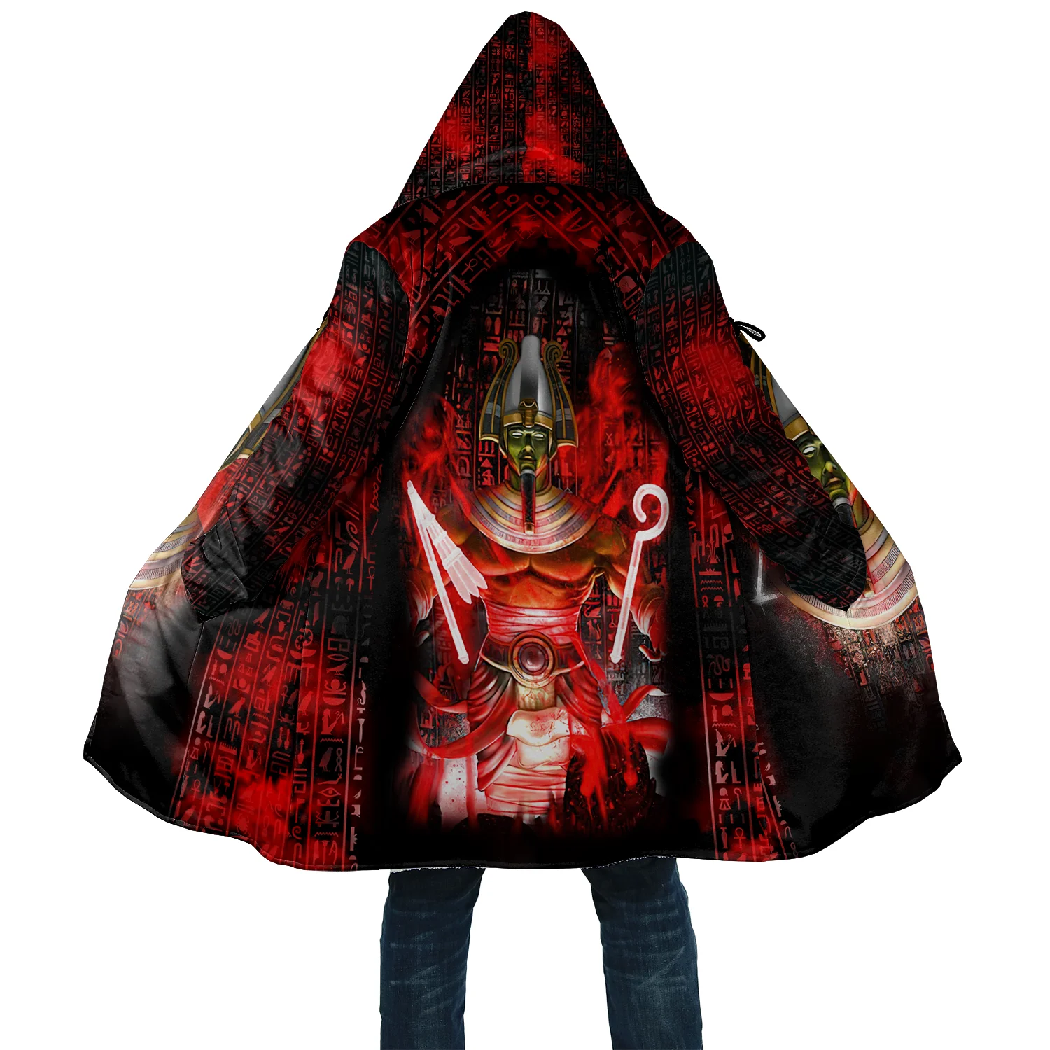 2021 Winter Mens Hooded cloak Ancient Gods of Egypt 3D Printing Fleece wind breaker Unisex Casual Thick Warm Hood cloak PF19