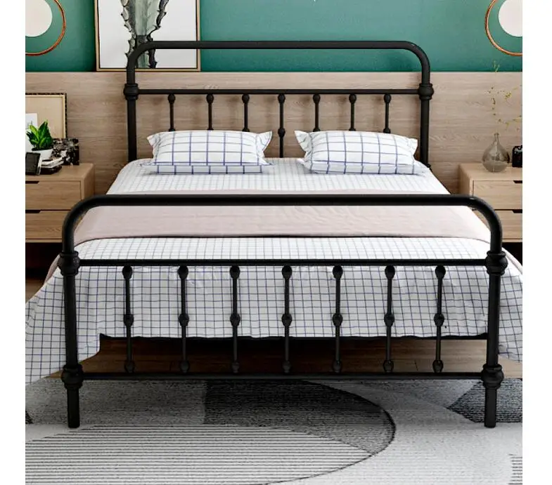 Modern simple pastoral European-style iron sheets, apartment, dormitory, iron frame bed, 1.2m, 1.5m, double iron frame bed