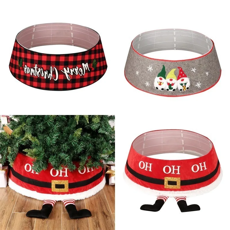 Christmas Tree Skirt Round Carpet Xmas Tree Skirt Santa Belt Merry Christmas Printed Tree Decor Christmas New Year Party Supplie