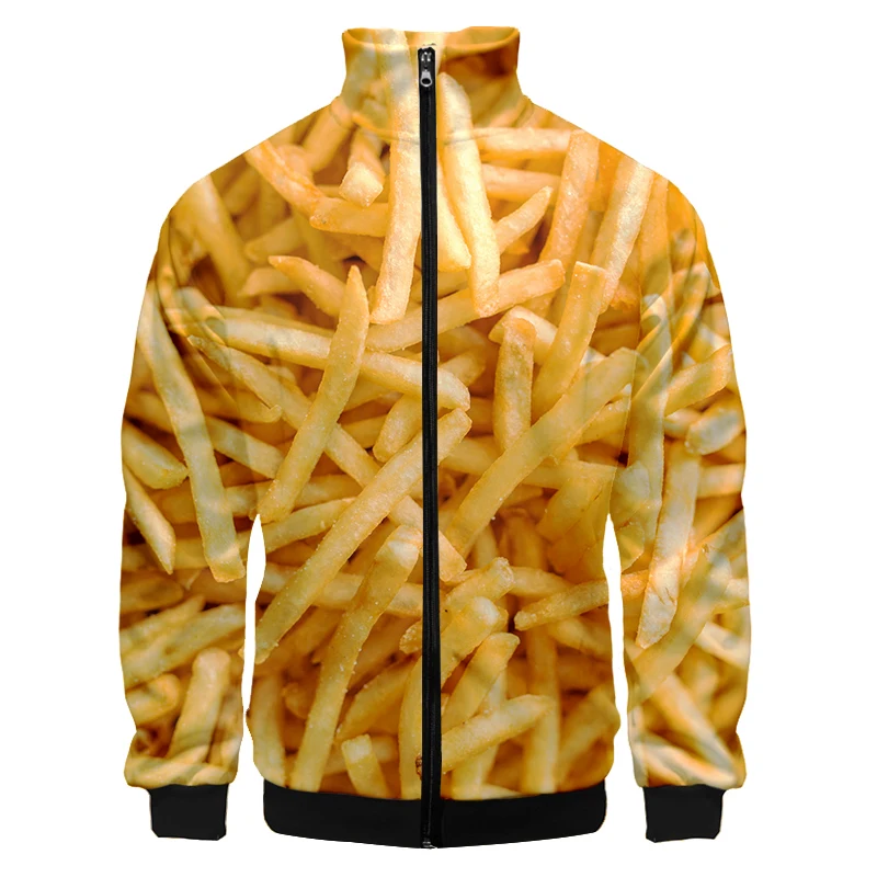 Creative Food Fries 3D Printed Men's Hooded Unisex Sportswear Men's Sweatshirt Streetwear Zipper Pullover Casual Jacket Custom