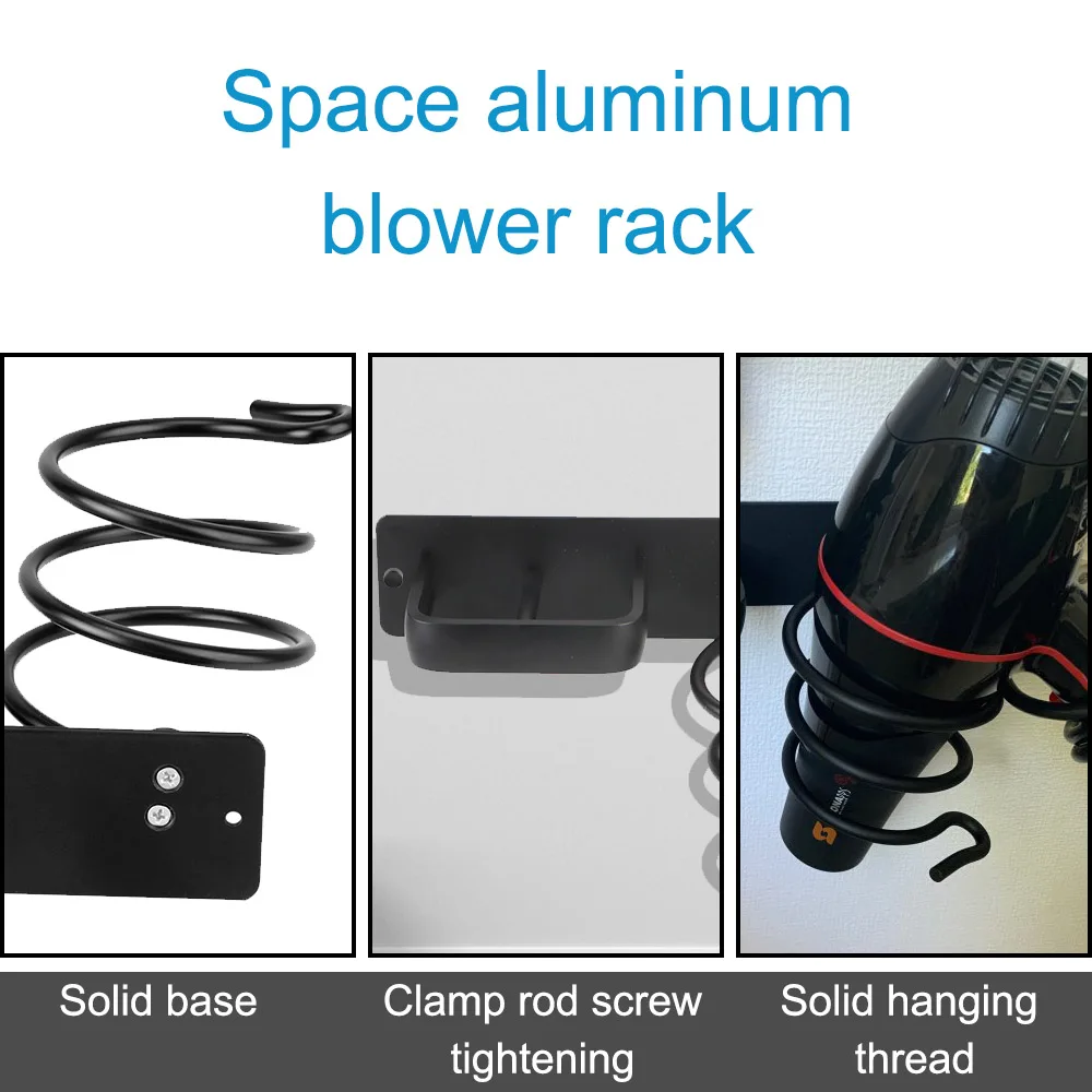 Hair Dryer Holder Space Aluminum  Hair Straightener Storage Rack Wall Mounted Bathroom Shelf Storage Accessories