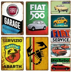 FIAT Car Retro Decorativo Casa Targa in metallo Poster sul muro Targa in metallo Vintage Poster Decor Wall Art Decorazione della stanza