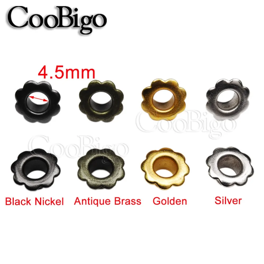 العيينة المعدنية الأزهار الثقوب لسكرابوكينغ الستائر الملابس حزام الأحذية الجلدية الخياطة DIY بها بنفسك الاكسسوارات الحرفية 4.5 مللي متر 200 قطعة