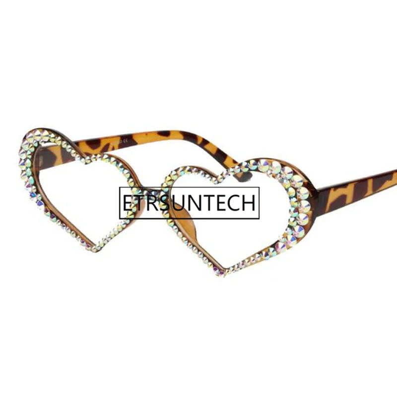 20pcs Vintage Heart Sunglasses Women Fashion Luxury Rhinestone Decoration Cat Eye Sunglasses Women Eyeglasses