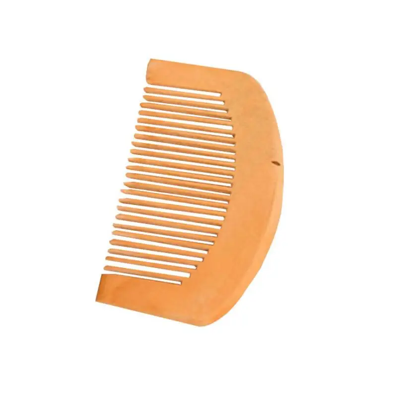 Natural Peach Wood Anti-static Health Care Beard Comb Pocket Combs Hairbrush Hair Styling Tool LX