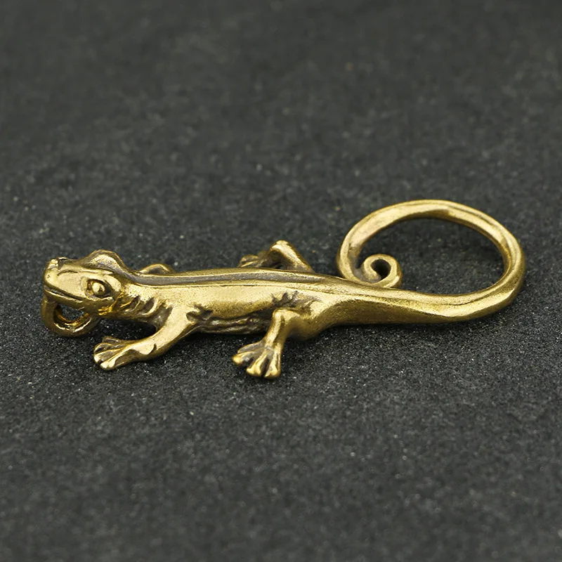 Vintage Copper Gecko Tea Set Small Ornaments Antique Brass Animal Figurines Tea Pet Desk Decorations Home Decor Accessories