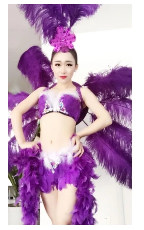 Pěvec tančit ukázat dámská sexy peří křídla kostým večírek samba cosplais slavnost karneval kostýmy peří opěradlo