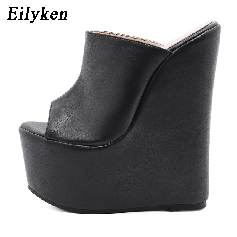 Eilyken New Fashion Peep Toe Platform Wedge Woman Slippers 2024 Summer Shoes Designer Super High Heels Sandals Size 35-42