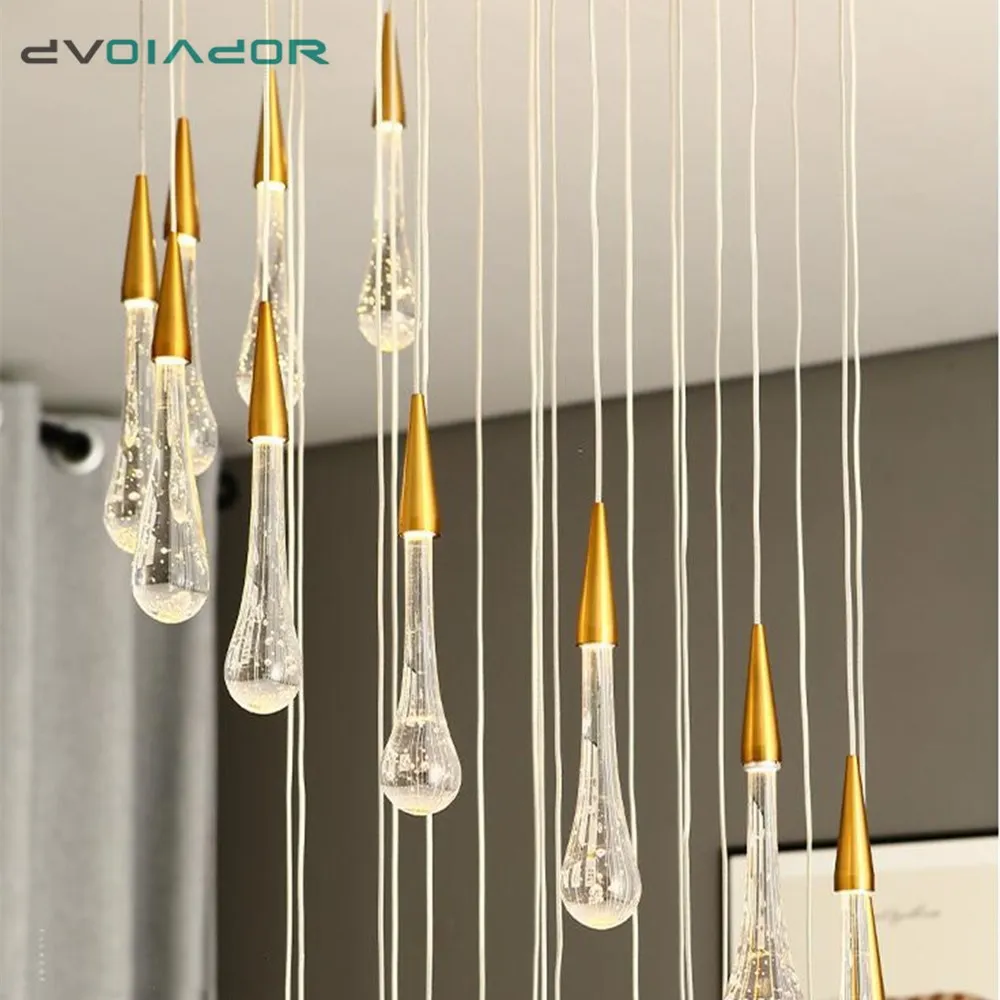 Minimalist drop glass Pendant Light Lamp Luxury Nordic Hanging Lighting Crystal Led Pendant Lamp 3W For Bedroom Foyer Kitchen