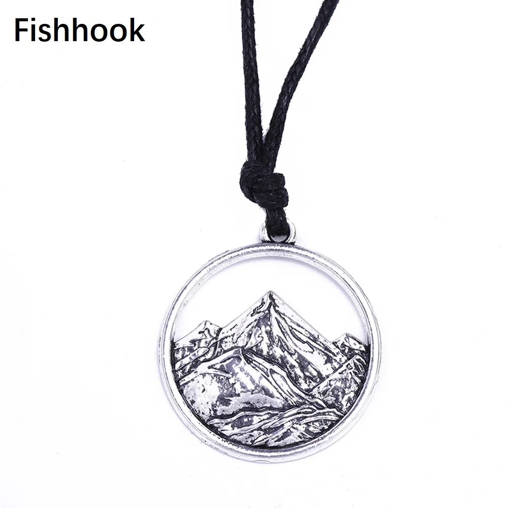 Fishhook Sports Minimalist Mountain Necklace Relief Top Climb Amulet Chain Gift For Woman Man Pendant Alloy Jewelry