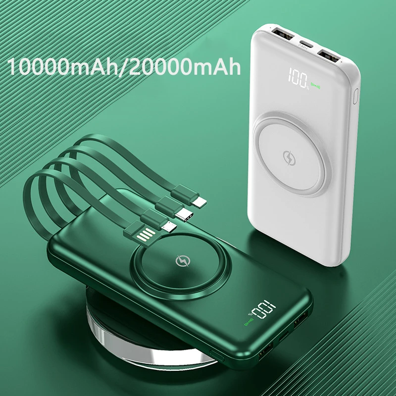 

Wireless Power Bank 20000mAh Built in Cable Portable Mobile Phone Charger Powerbank for Huawei iPhone Wireless Charger 10000 mAh