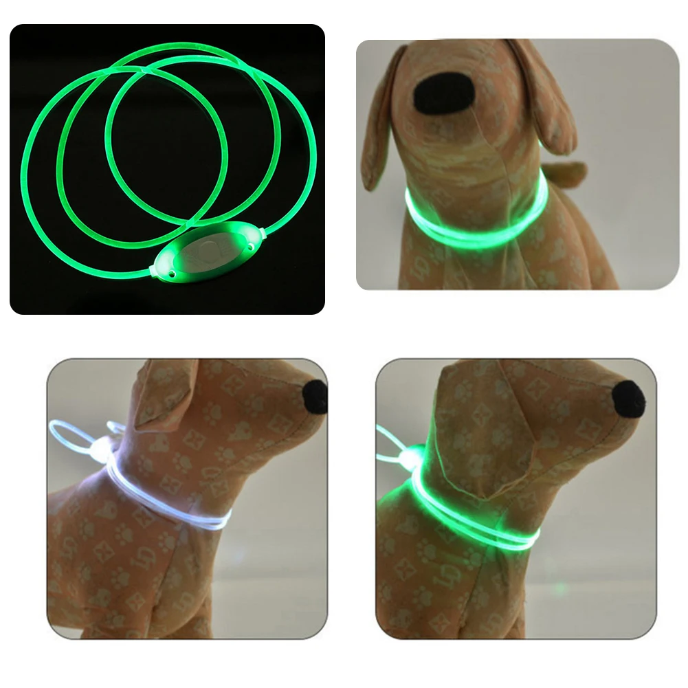 80cm Night Safety Pet Collar Bright Adjustable LED Dog Luminous Necklace Neck Strap Flashing Glowing Neck Belt For Pet Collars