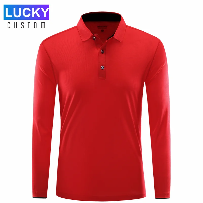 Men\'s Quick-drying Long-sleeved Polo Shirt Sports Running Fitness Polo Bulk Custom Printed Embroidery Logo Breathable Top